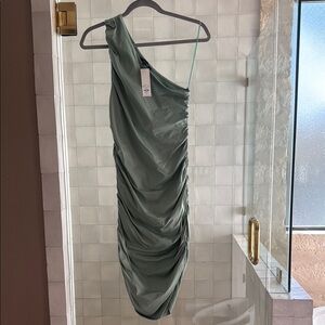 Elegant One-Shoulder Ruched Dress- not maternity but would look cute with bump